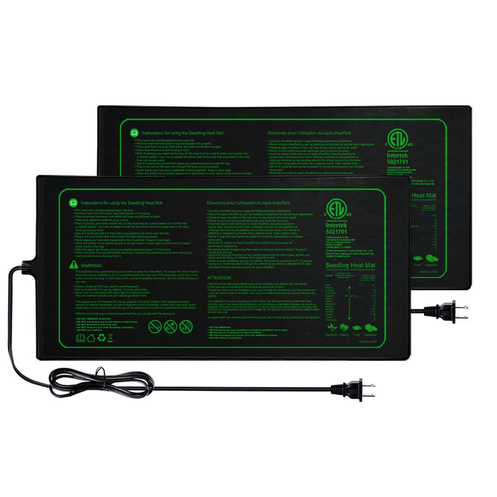 Two-pack 20x10Inch Seedling Heat Mat Waterproof Plant Heating Pad for Germination Brewing  Indoor Propagation