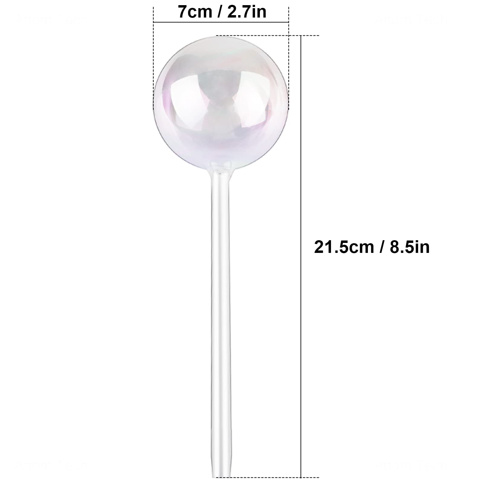 [2 PCS] Light Iridescent Rainbow Gradient Color Clear Glass Self-Watering System Spikes, Self Watering Globes, Self Watering Bulbs, Automatic Plant Waterer Bulbs