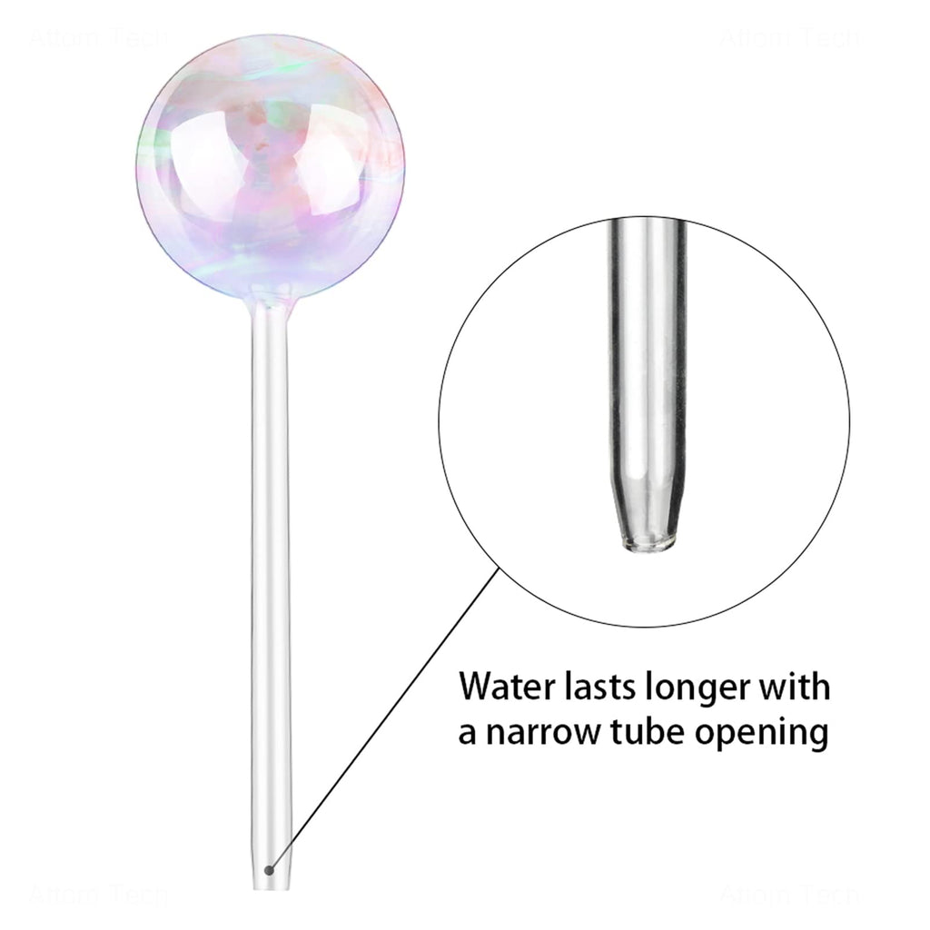 [2 PCS] Light Iridescent Rainbow Gradient Color Clear Glass Self-Watering System Spikes, Self Watering Globes, Self Watering Bulbs, Automatic Plant Waterer Bulbs