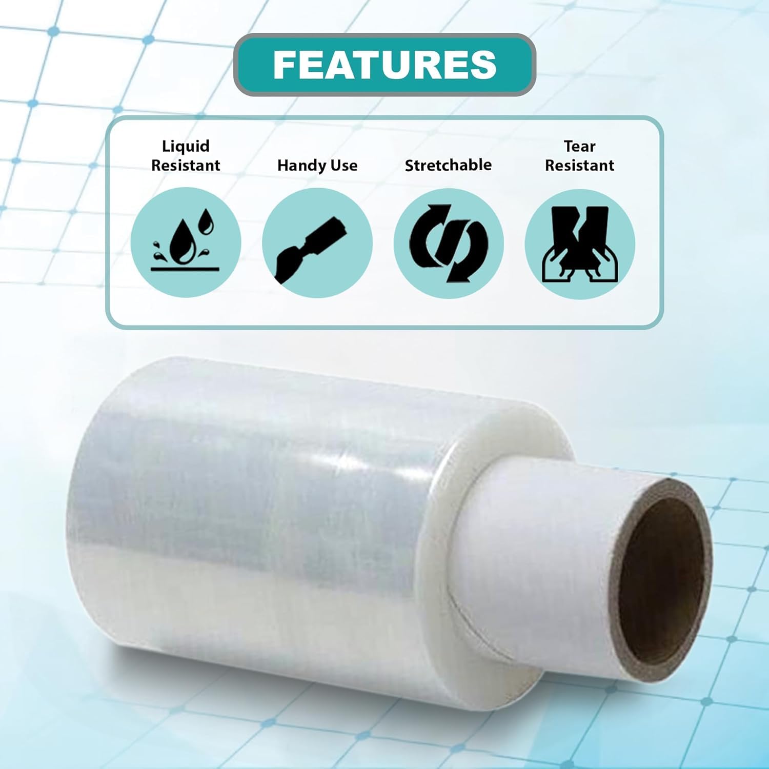 JeeJaan® 6 Rolls Clear Mini Handy Shrink Wrap 100mm x 150m 17mu - Extended Core Self-Adhering Pallet Stretch Wrapper - Heavy Duty Plastic Wrap for Moving House Furniture Wrapping Film