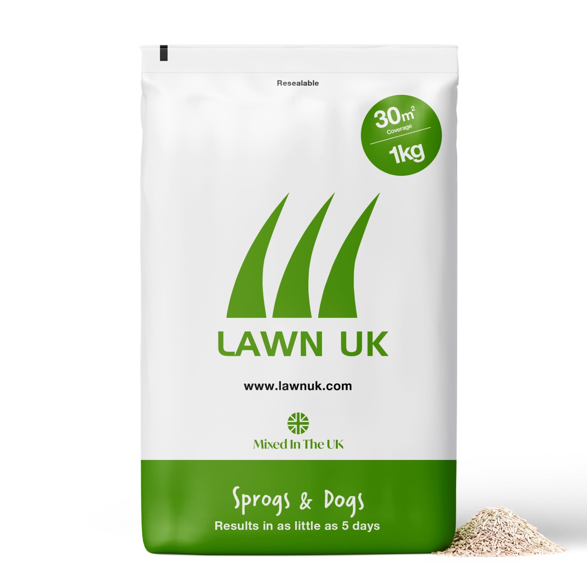 Lawn UK Hardwearing Grass Seed - Sprogs & Dogs Grass Seeds Fast Growing - 500g up to 15sqm Coverage - Ideal for Family Lawns - Super Durable Perfect for Children & Pets