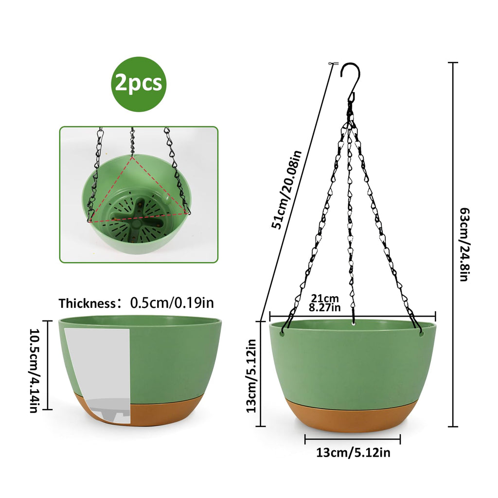 Hanging Baskets Coconut Palm Flower Basket Moss Hanging Basket Round Plant Holder Porch Decor Hanging Flower Pots Home Garden Decoration Watering Hanging Baskets (2pcs, 12inch/30cm)