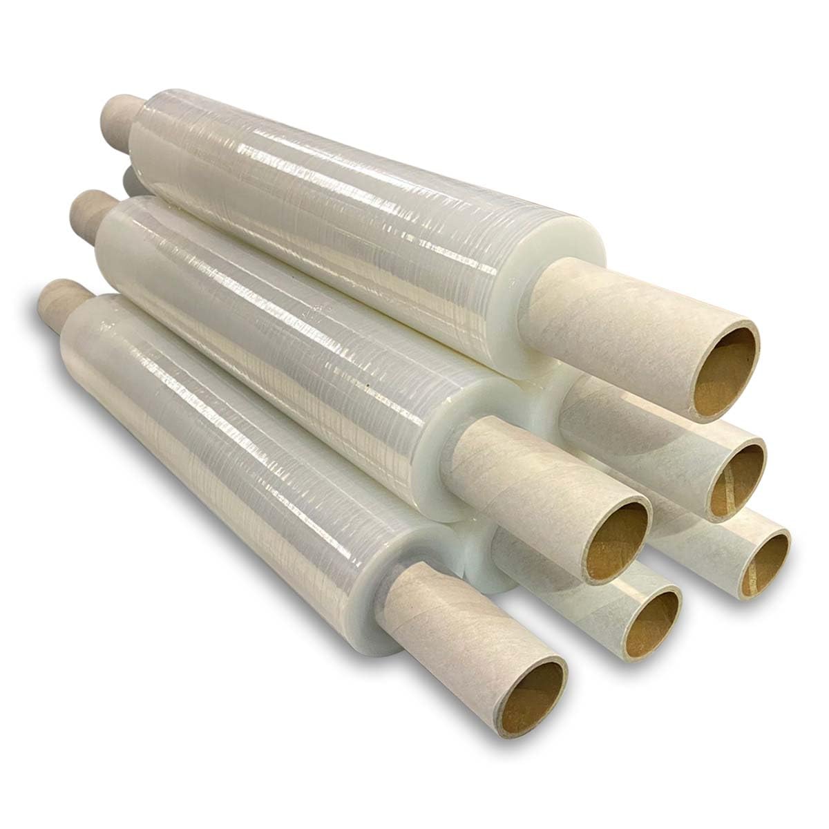 JeeJaan® 6 Rolls Clear Mini Handy Shrink Wrap 100mm x 150m 17mu - Extended Core Self-Adhering Pallet Stretch Wrapper - Heavy Duty Plastic Wrap for Moving House Furniture Wrapping Film
