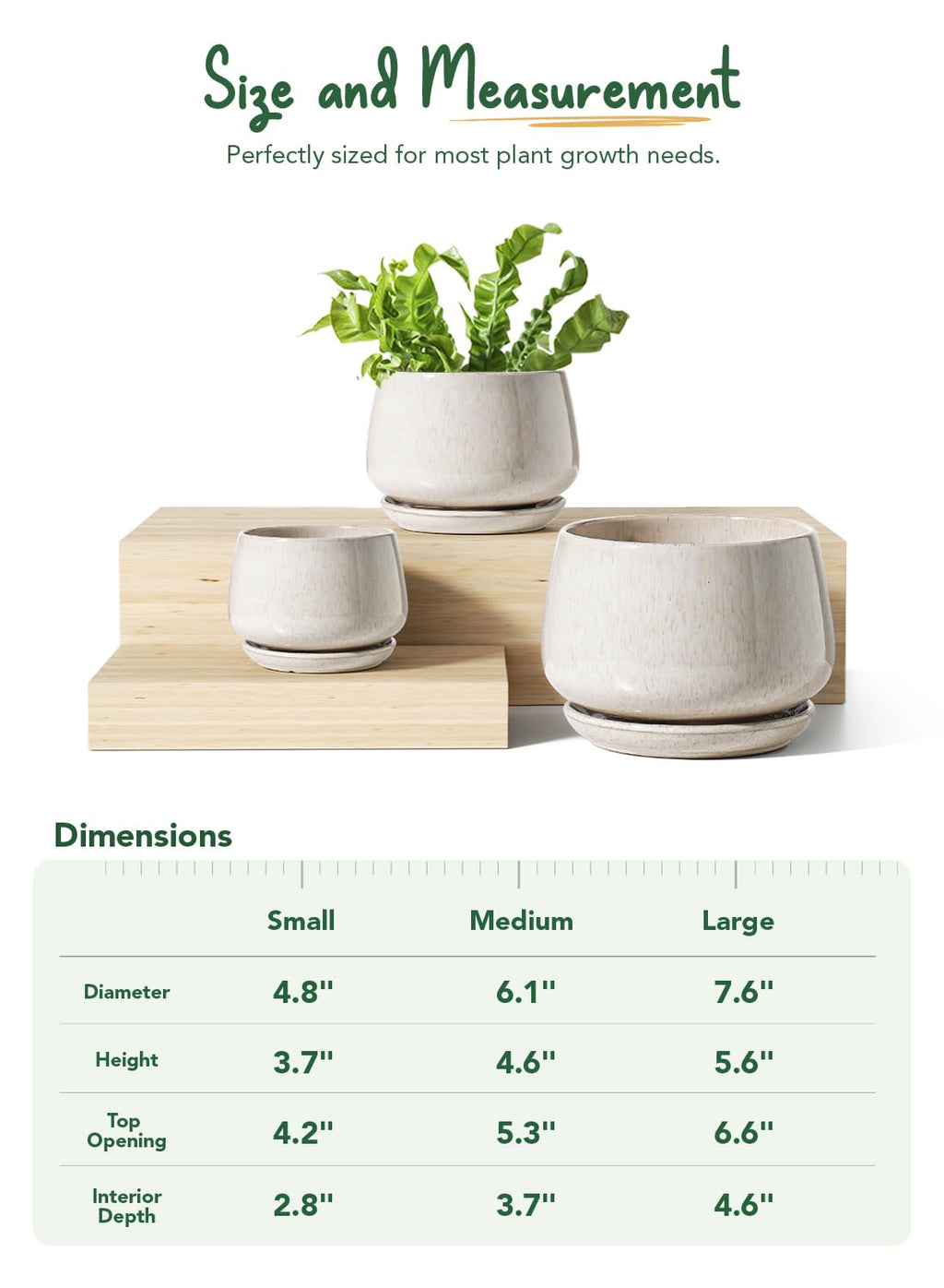 LE TAUCI Plant Pots, 10+13+16 cm Planters, Set of 3 Ceramic Planters with Drainage Hole and Saucer, Indoor Plant Pot with Hole Mesh Pad, Gifts for Mom, Sapphire Blue