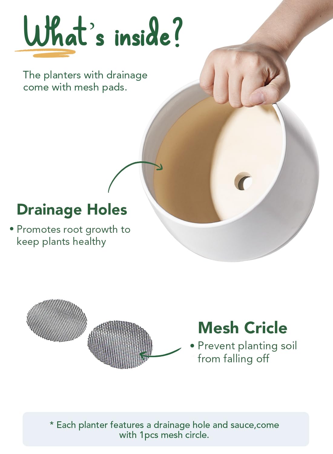 LE TAUCI Plant Pots, 10+13+16 cm Planters, Set of 3 Ceramic Planters with Drainage Hole and Saucer, Indoor Plant Pot with Hole Mesh Pad, Gifts for Mom, Sapphire Blue