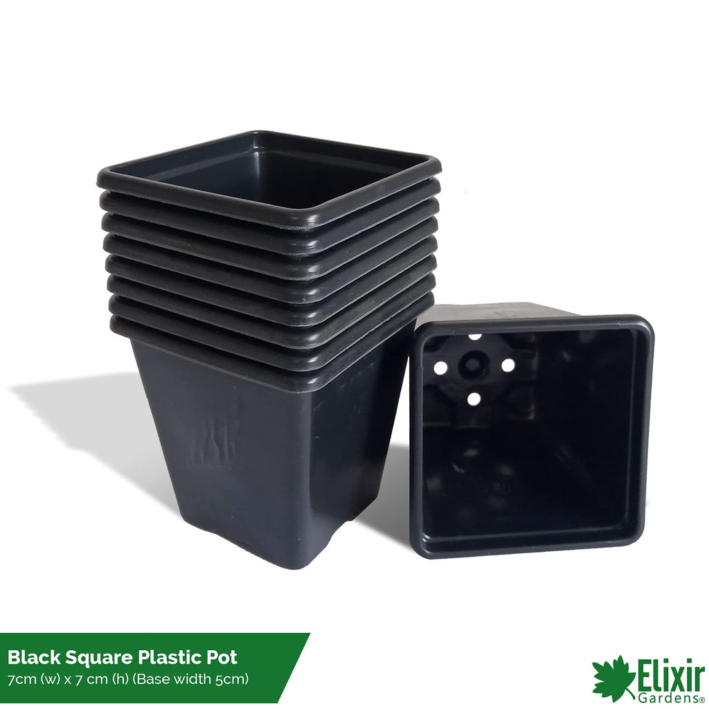 Elixir Gardens | Square Plant Pot Recycled Plastic Re-useable Plant Pots | 7cm, 1/4L / 9cm, 3/4L / 11cm, 1L Available | 11cm / 1L x 40