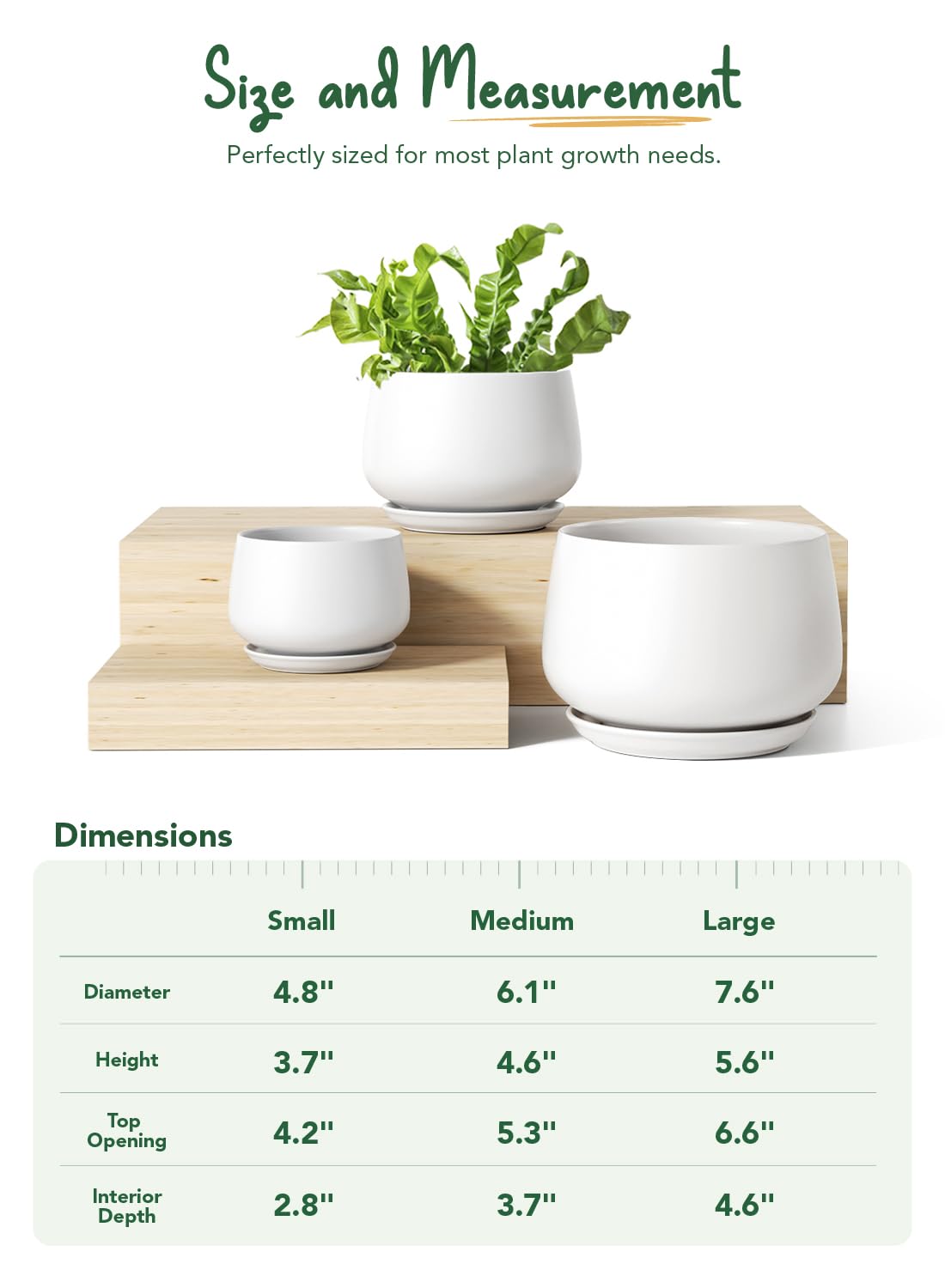 LE TAUCI Plant Pots, 10+13+16 cm Planters, Set of 3 Ceramic Planters with Drainage Hole and Saucer, Indoor Plant Pot with Hole Mesh Pad, Gifts for Mom, Sapphire Blue