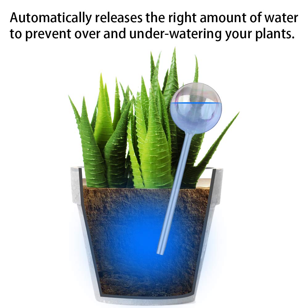[2 PCS] Light Iridescent Rainbow Gradient Color Clear Glass Self-Watering System Spikes, Self Watering Globes, Self Watering Bulbs, Automatic Plant Waterer Bulbs