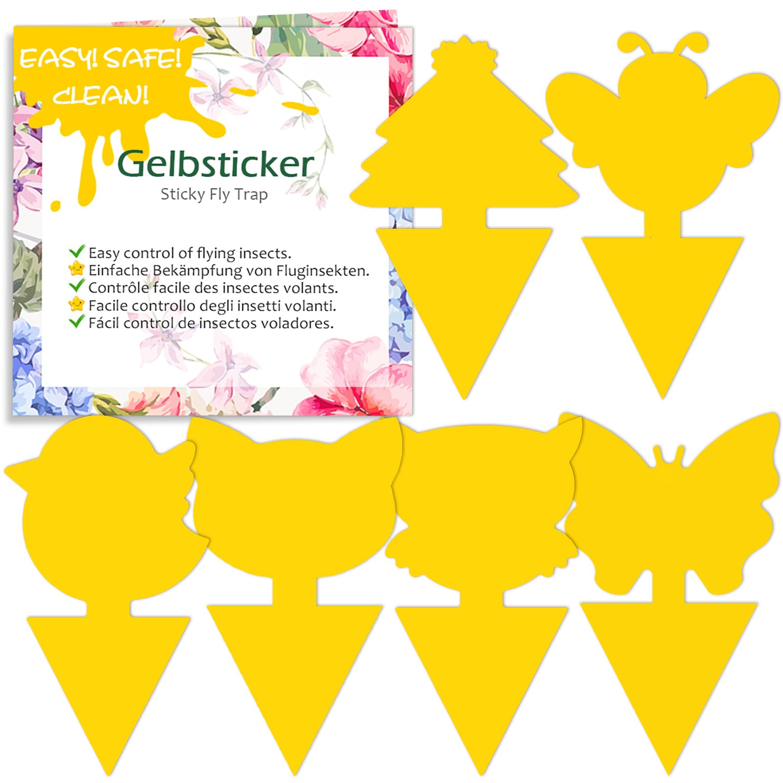 Blooven 30 PCS Fruit Fly Traps, Double-sided Fungus Gnat Sticky Catcher For Multiple Insects, Plant Fly Control Indoor (30 PCS Yellow)