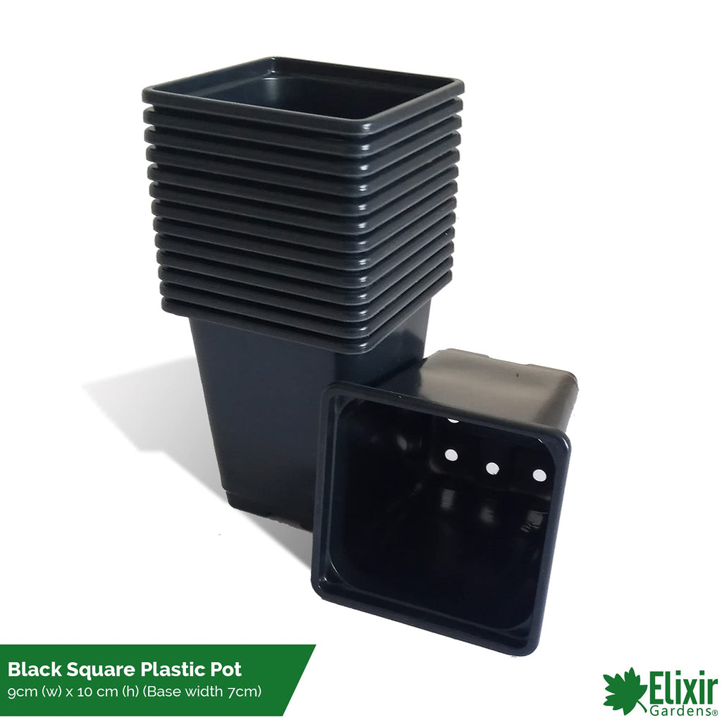 Elixir Gardens | Square Plant Pot Recycled Plastic Re-useable Plant Pots | 7cm, 1/4L / 9cm, 3/4L / 11cm, 1L Available | 11cm / 1L x 40