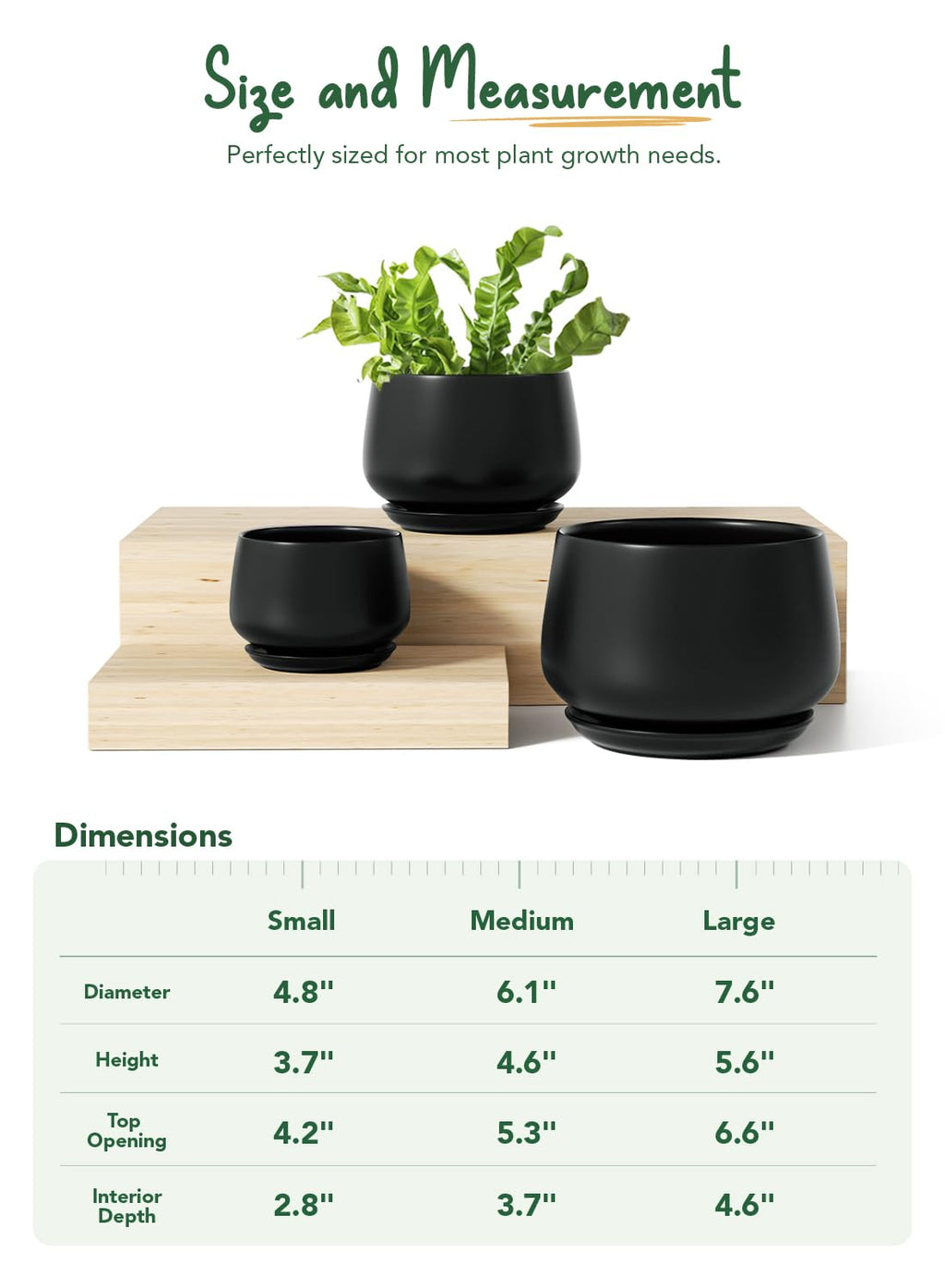 LE TAUCI Plant Pots, 10+13+16 cm Planters, Set of 3 Ceramic Planters with Drainage Hole and Saucer, Indoor Plant Pot with Hole Mesh Pad, Gifts for Mom, Sapphire Blue