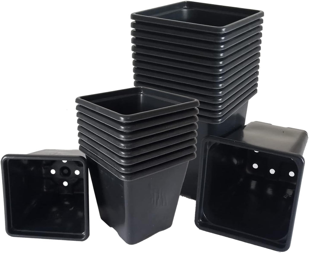 Elixir Gardens Square Black Recycled Plastic Plant Pots 0.25ltr | 7cm x 7cm x 7cm | 100