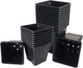 Elixir Gardens Square Black Recycled Plastic Plant Pots 0.25ltr | 7cm x 7cm x 7cm | 100