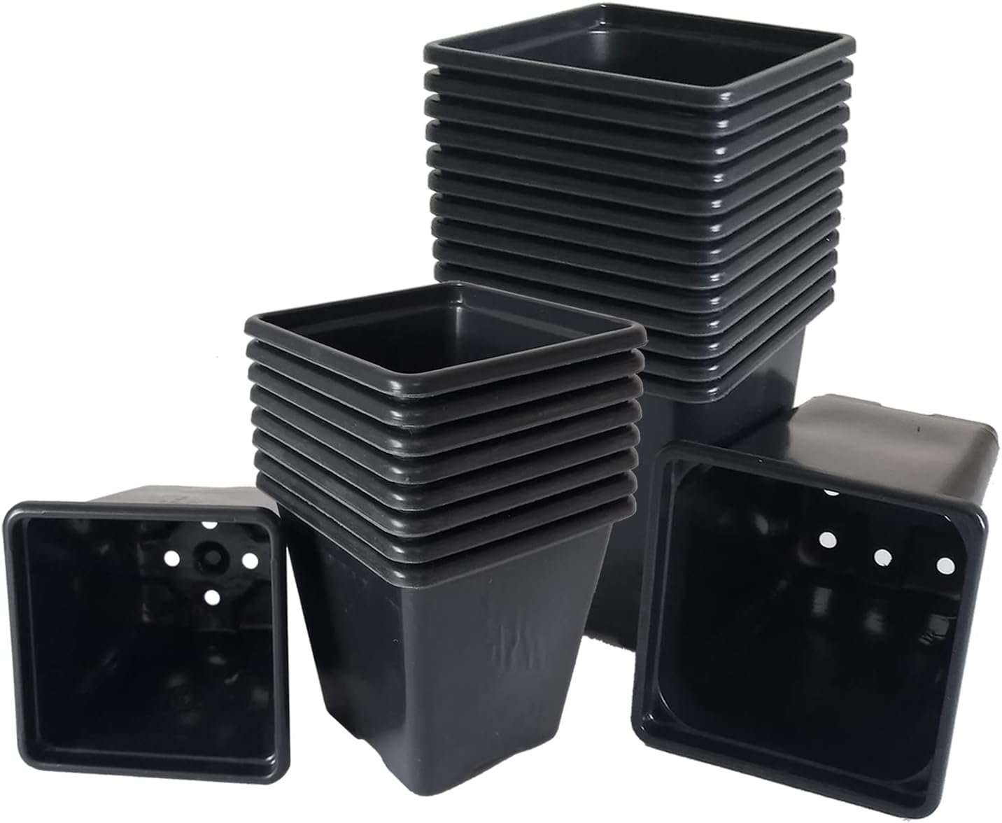 Elixir Gardens Square Black Recycled Plastic Plant Pots 0.25ltr | 7cm x 7cm x 7cm | 100