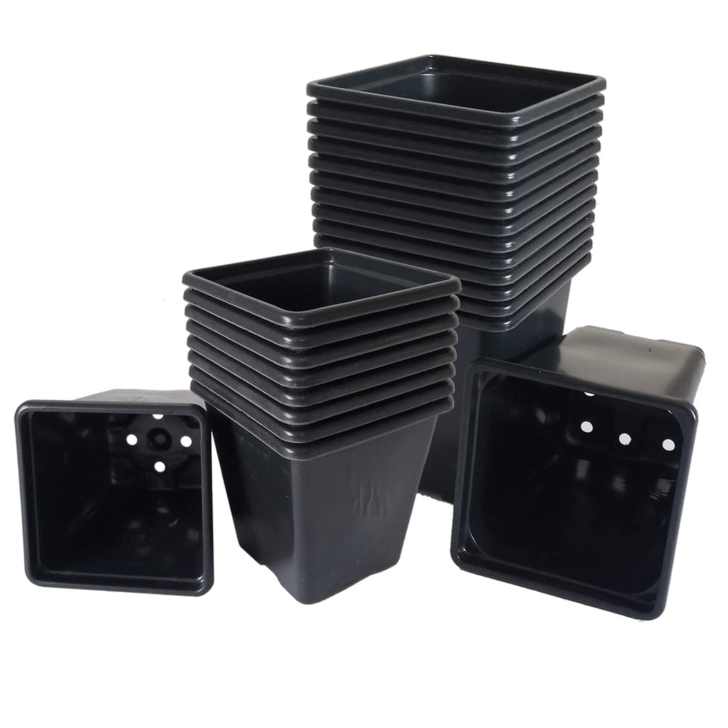 Elixir Gardens | Square Plant Pot Recycled Plastic Re-useable Plant Pots | 7cm, 1/4L / 9cm, 3/4L / 11cm, 1L Available | 11cm / 1L x 40