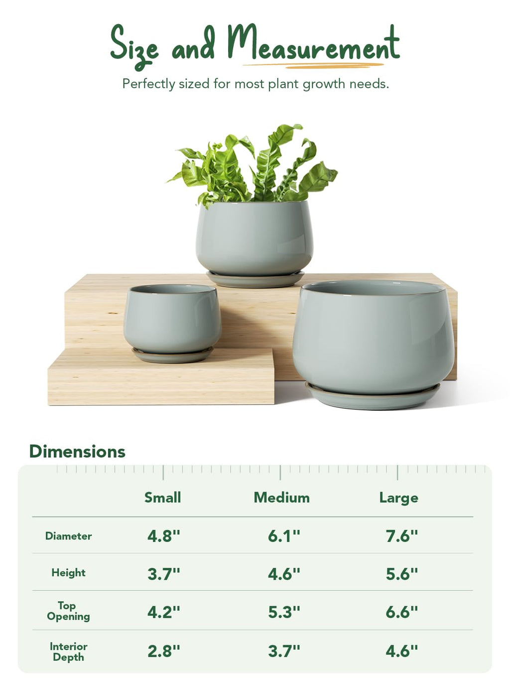LE TAUCI Plant Pots, 10+13+16 cm Planters, Set of 3 Ceramic Planters with Drainage Hole and Saucer, Indoor Plant Pot with Hole Mesh Pad, Gifts for Mom, Sapphire Blue