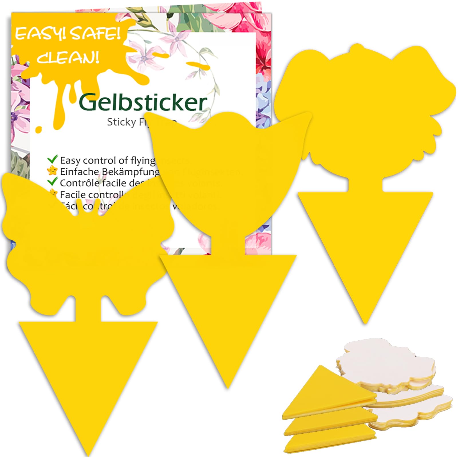 Blooven 30 PCS Fruit Fly Traps, Double-sided Fungus Gnat Sticky Catcher For Multiple Insects, Plant Fly Control Indoor (30 PCS Yellow)