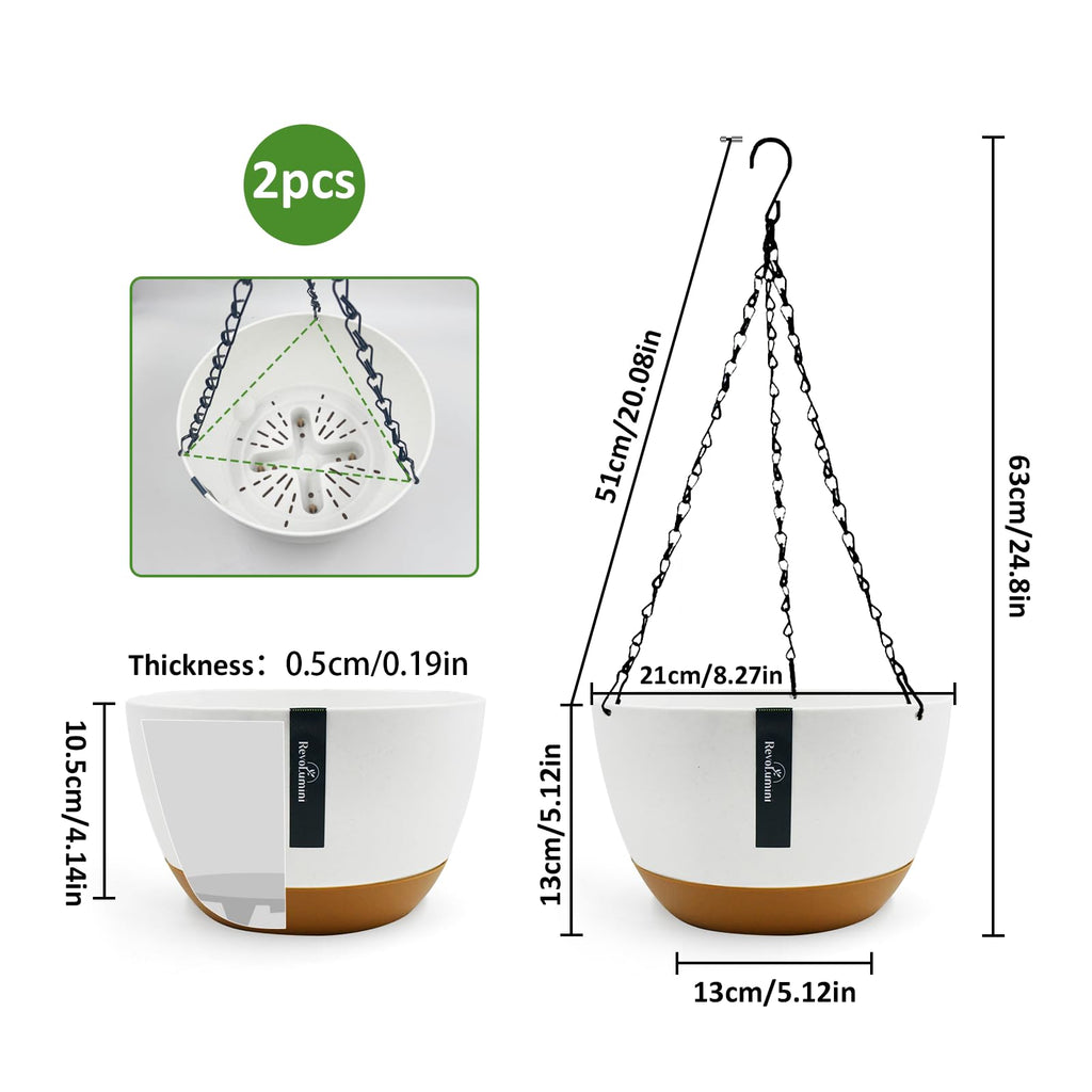 Hanging Baskets Coconut Palm Flower Basket Moss Hanging Basket Round Plant Holder Porch Decor Hanging Flower Pots Home Garden Decoration Watering Hanging Baskets (2pcs, 12inch/30cm)