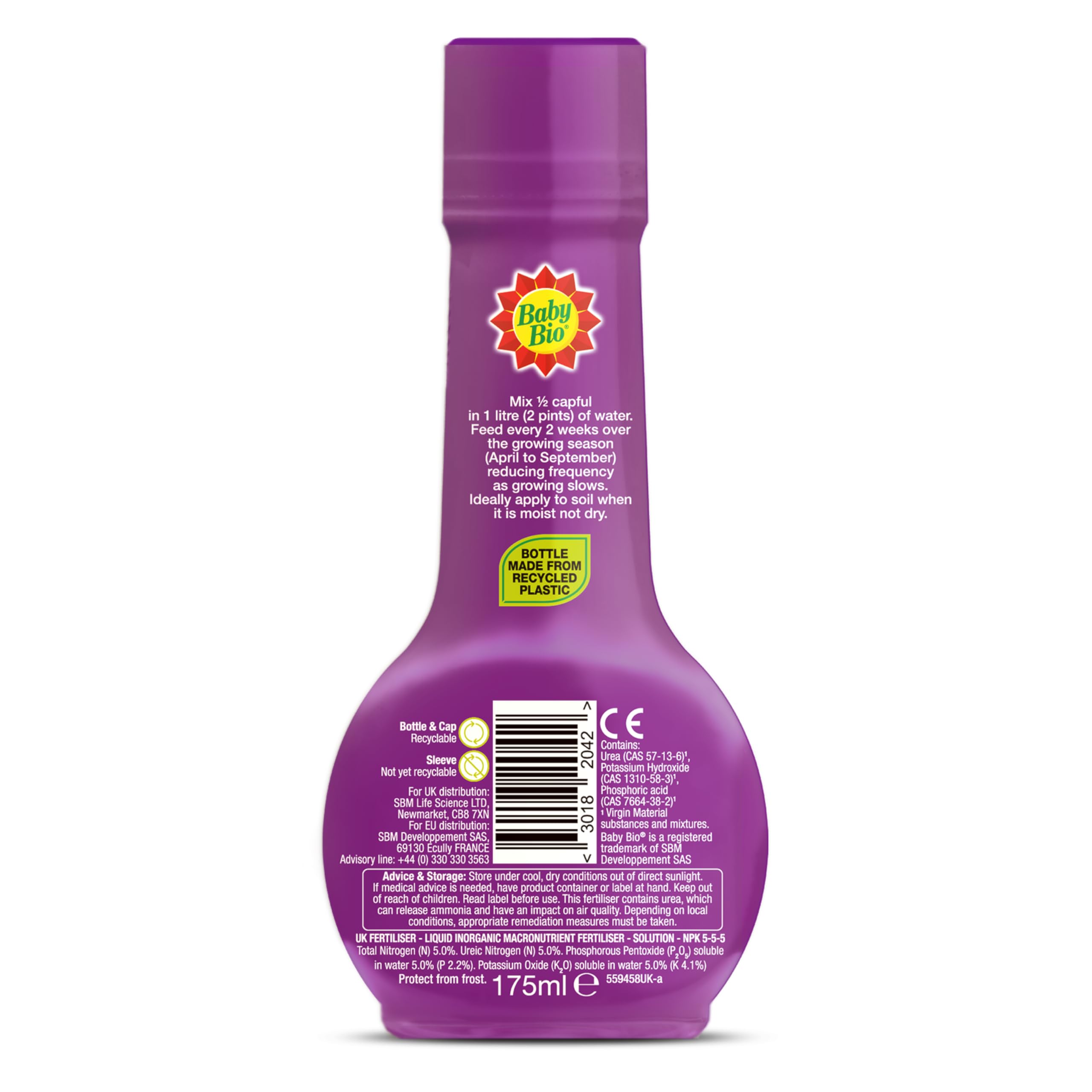 Baby Bio Citrus Food, 175ml - Citrus Plant Food for Healthy Growth and High Potassium for Better Fruit Yield - Year Round Care Concentrate Fertiliser - Fruit Tree Aid Spray