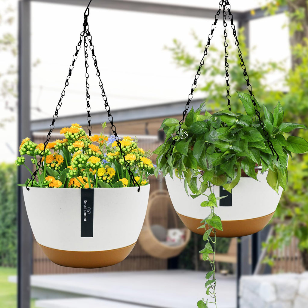 Hanging Baskets Coconut Palm Flower Basket Moss Hanging Basket Round Plant Holder Porch Decor Hanging Flower Pots Home Garden Decoration Watering Hanging Baskets (2pcs, 12inch/30cm)
