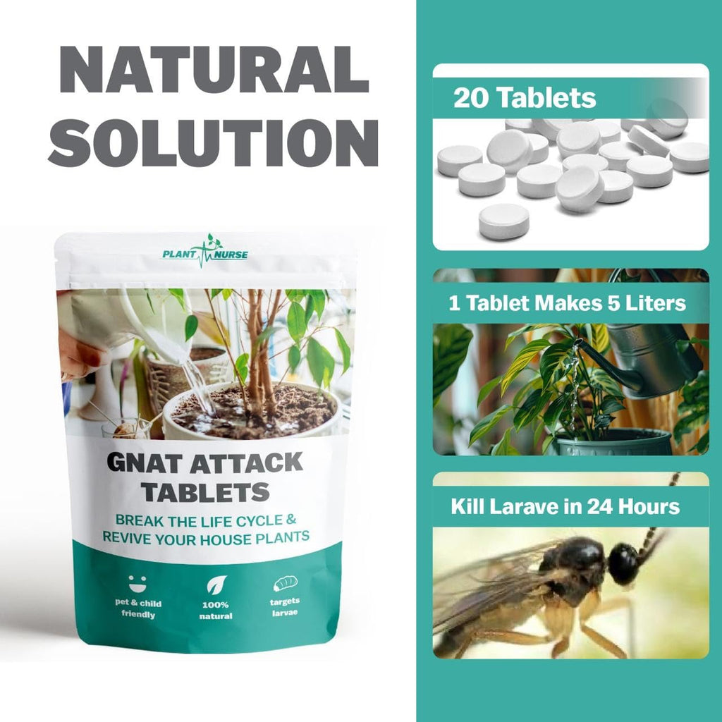 Fungus Gnat Control, Gnat Attack Tablets, Natural, Pesticide-Free Solution for Effective Fungus Gnat & Larvae Control.