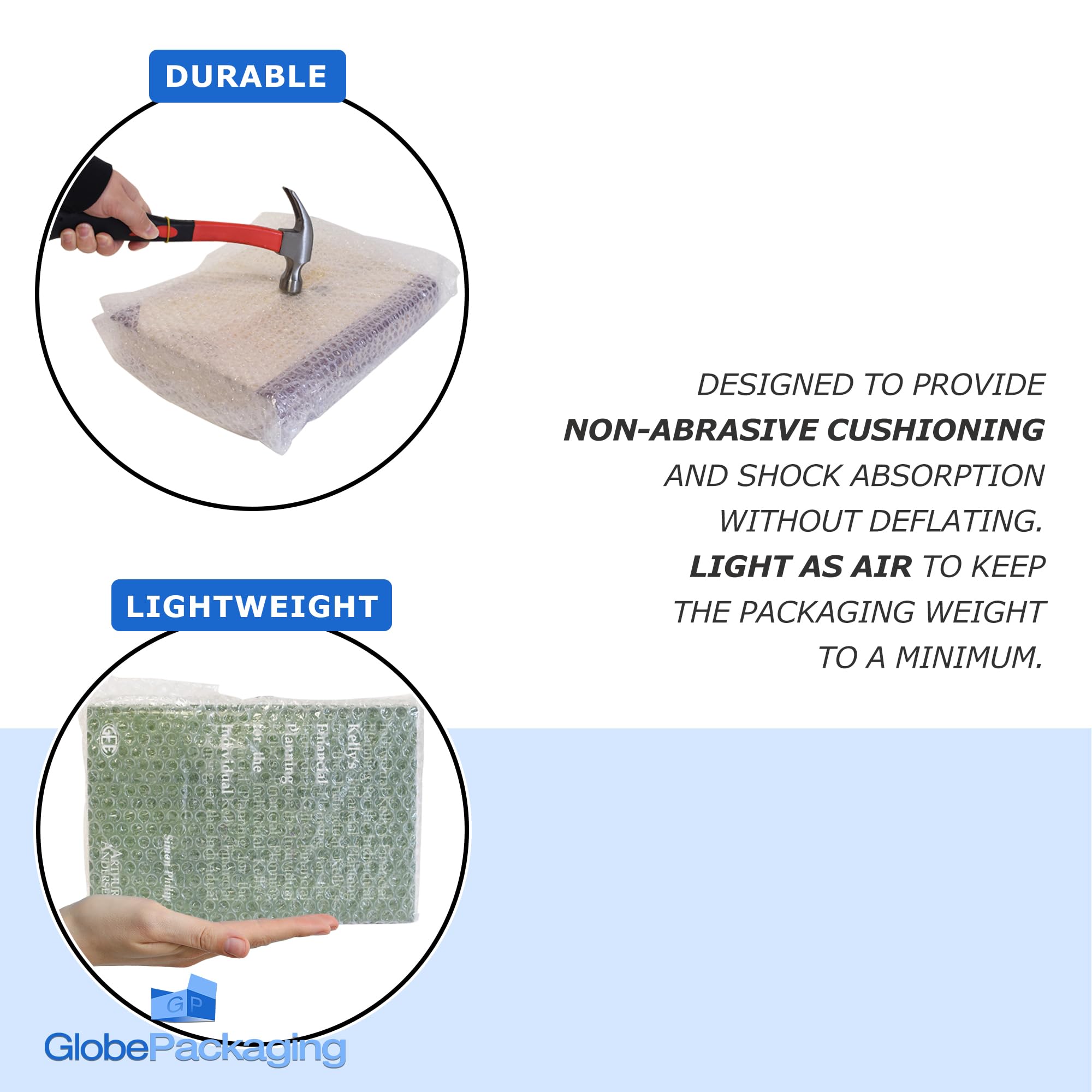 Globe Packaging 500mm x 50m Green Biodegradable Bubble Wrap Roll with Small Air Bubbles - Cushioning & Protection Packaging for Moving House, Ecommerce and Storage