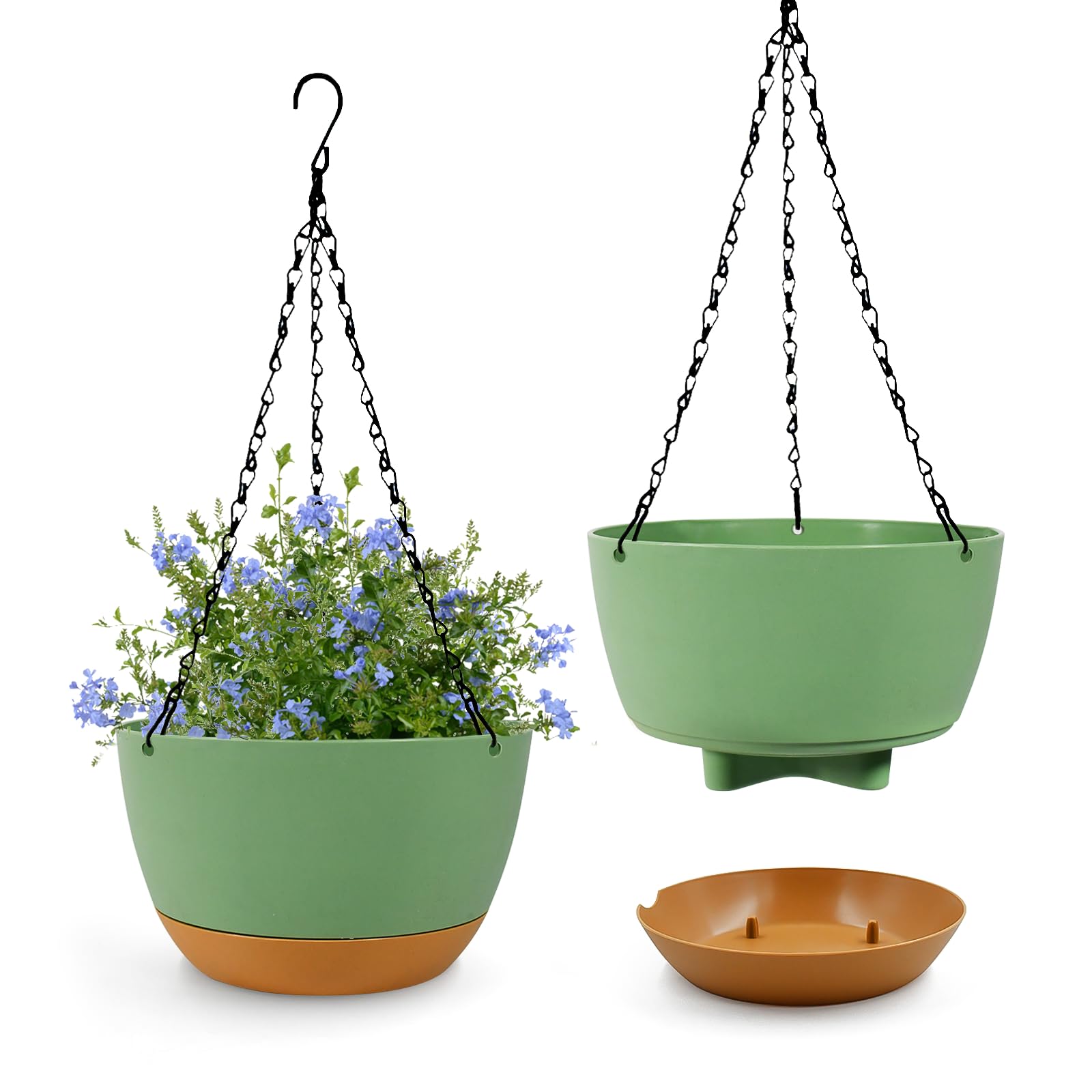 Hanging Baskets Coconut Palm Flower Basket Moss Hanging Basket Round Plant Holder Porch Decor Hanging Flower Pots Home Garden Decoration Watering Hanging Baskets (2pcs, 12inch/30cm)