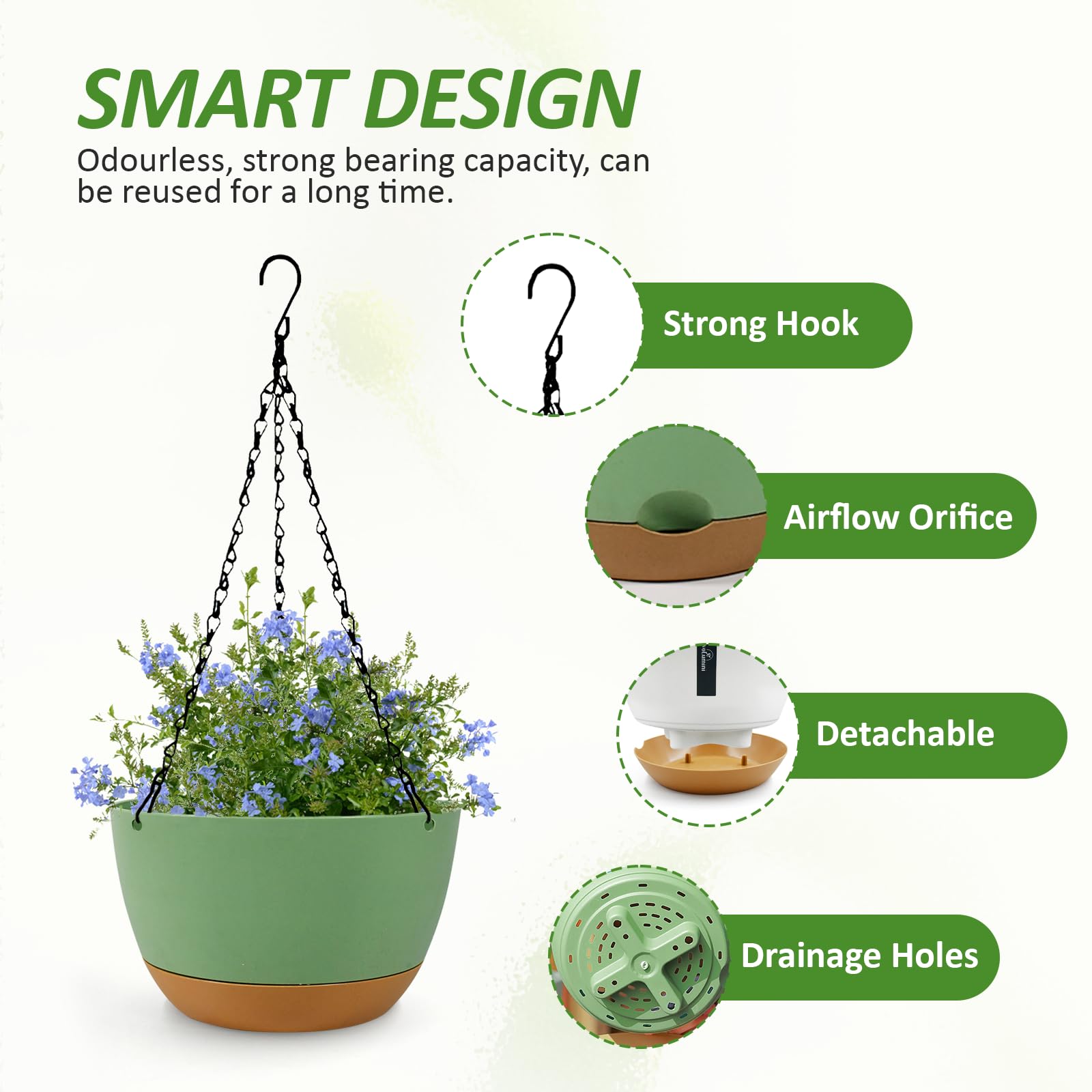Hanging Baskets Coconut Palm Flower Basket Moss Hanging Basket Round Plant Holder Porch Decor Hanging Flower Pots Home Garden Decoration Watering Hanging Baskets (2pcs, 12inch/30cm)