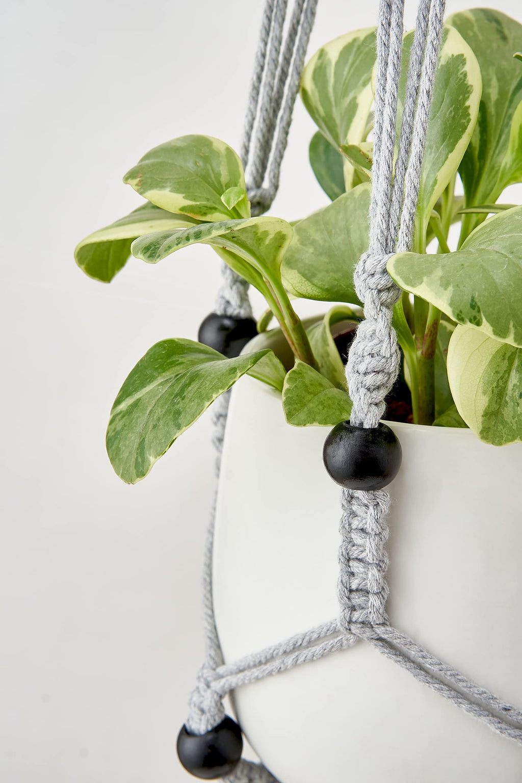 Mkouo 3 Pack Macrame Plant Hangers Indoor Hanging Planter Basket Flower Pot Holder Cotton Rope with Beads No Tassels, 58cm/73cm/89cm