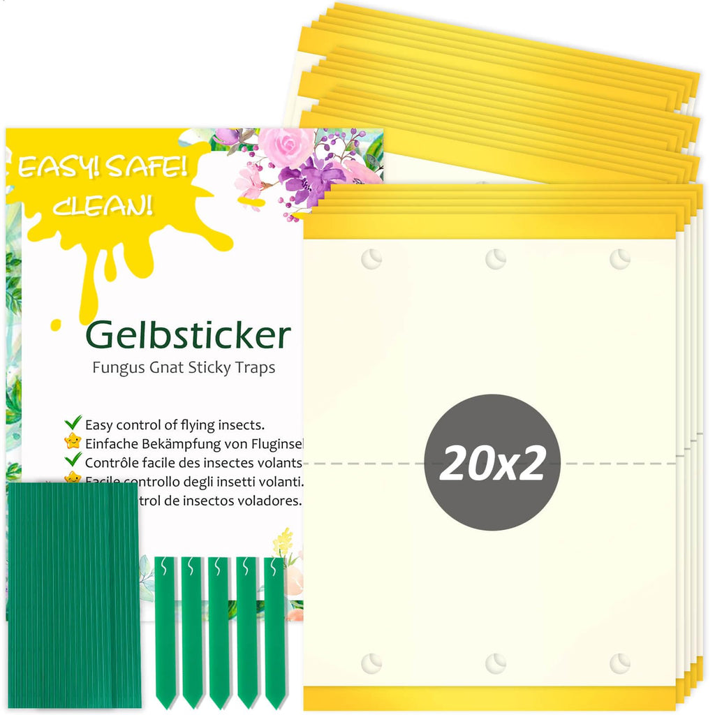 Blooven 30 PCS Fruit Fly Traps, Double-sided Fungus Gnat Sticky Catcher For Multiple Insects, Plant Fly Control Indoor (30 PCS Yellow)