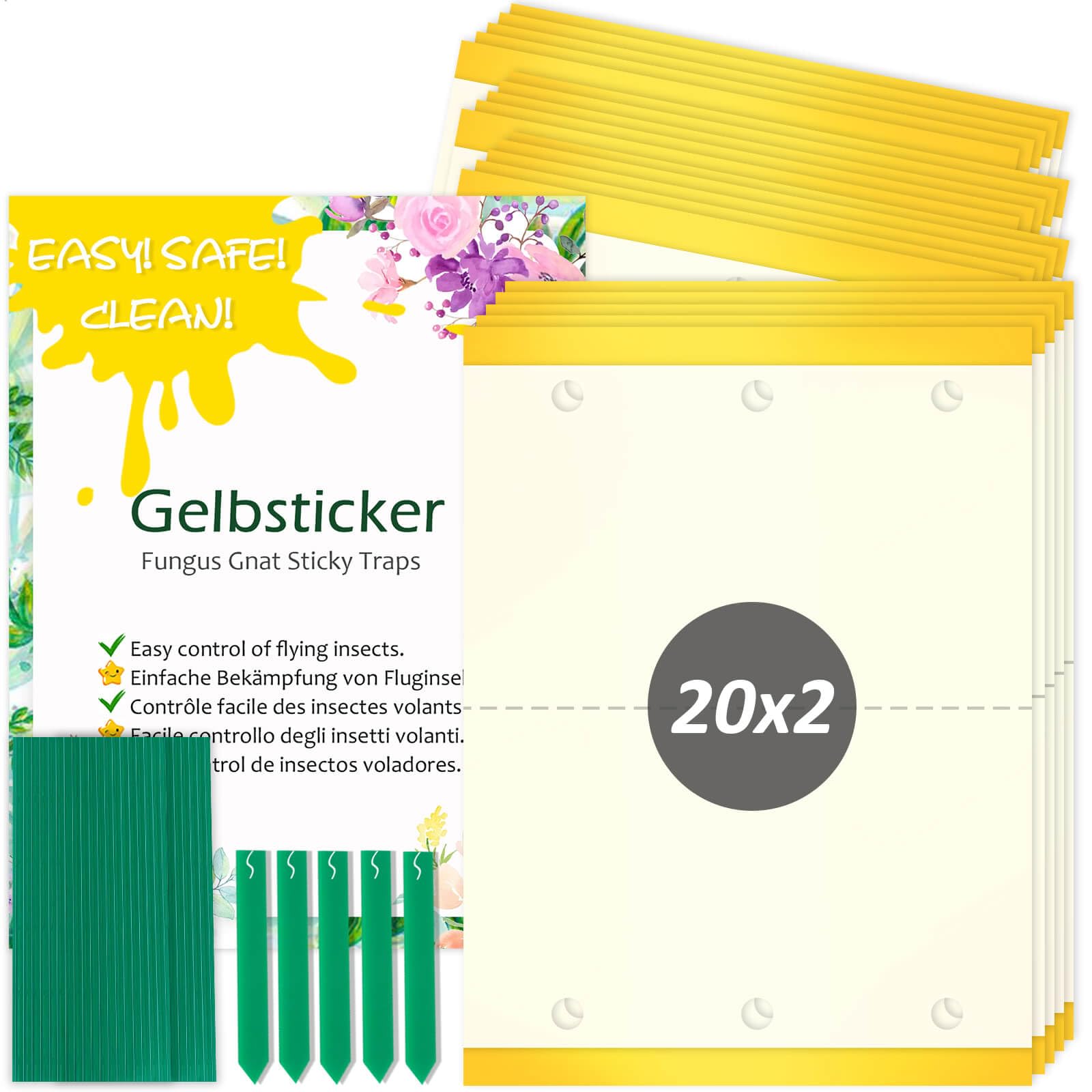 Blooven 30 PCS Fruit Fly Traps, Double-sided Fungus Gnat Sticky Catcher For Multiple Insects, Plant Fly Control Indoor (30 PCS Yellow)