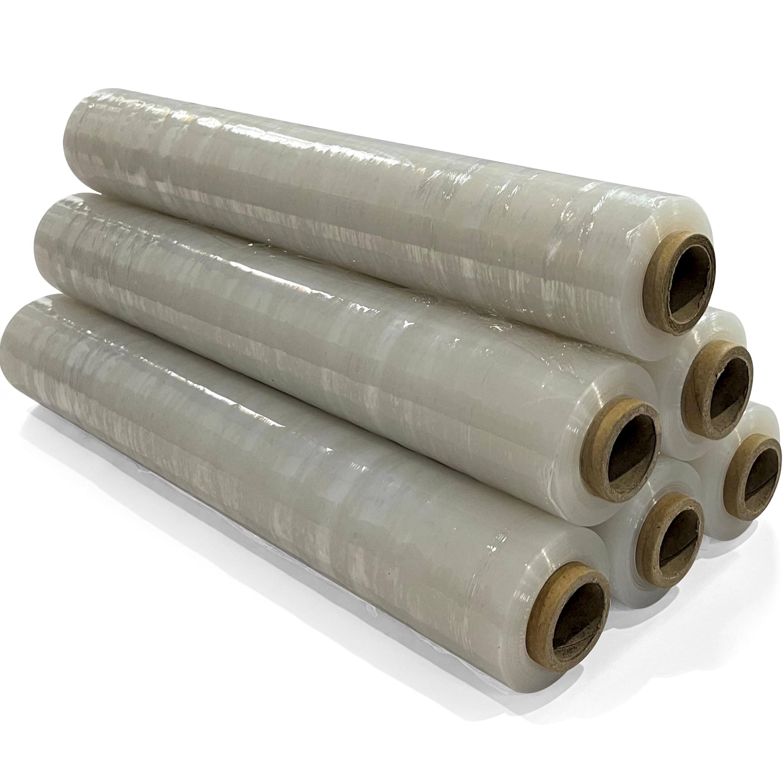 JeeJaan® 6 Rolls Clear Mini Handy Shrink Wrap 100mm x 150m 17mu - Extended Core Self-Adhering Pallet Stretch Wrapper - Heavy Duty Plastic Wrap for Moving House Furniture Wrapping Film