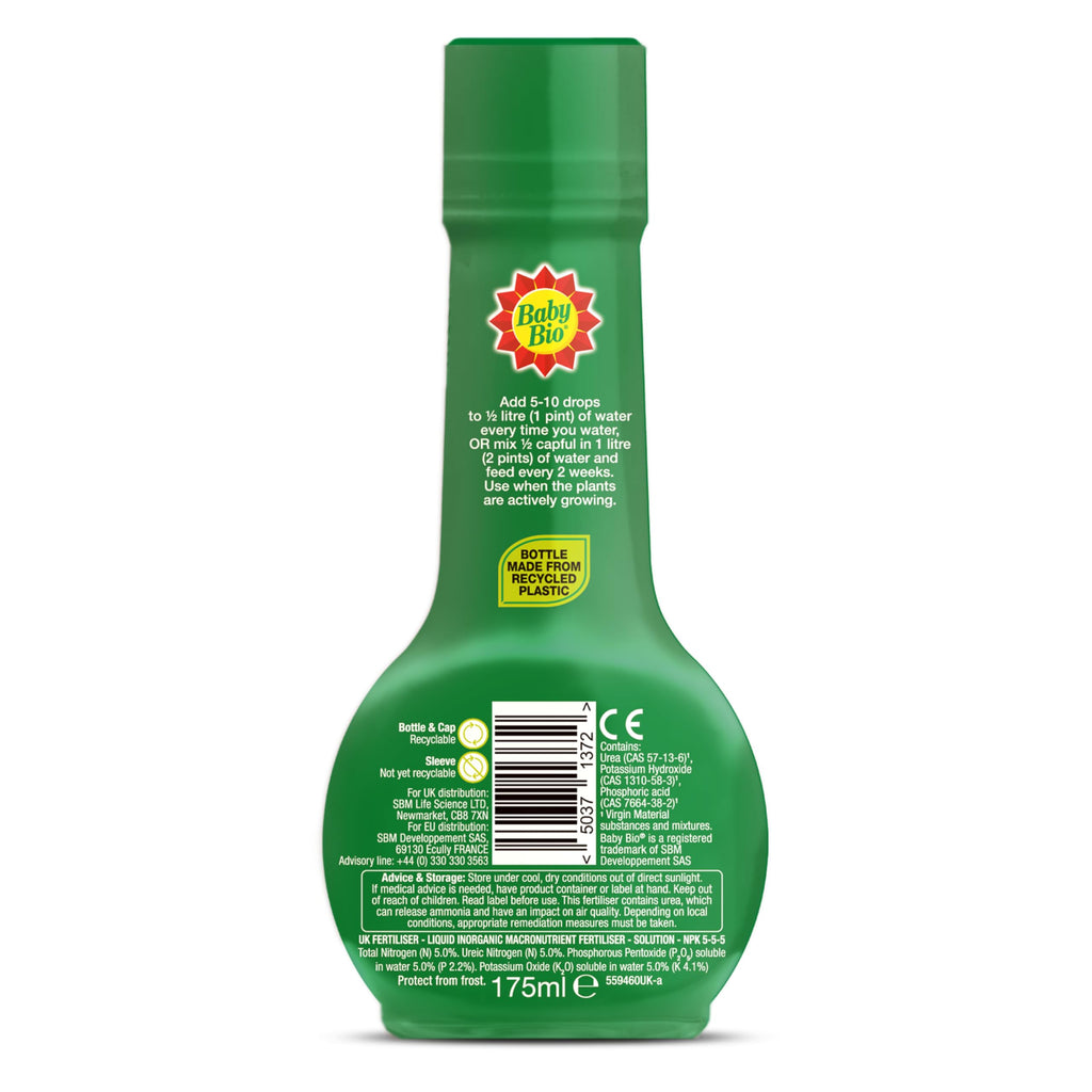 Baby Bio Citrus Food, 175ml - Citrus Plant Food for Healthy Growth and High Potassium for Better Fruit Yield - Year Round Care Concentrate Fertiliser - Fruit Tree Aid Spray