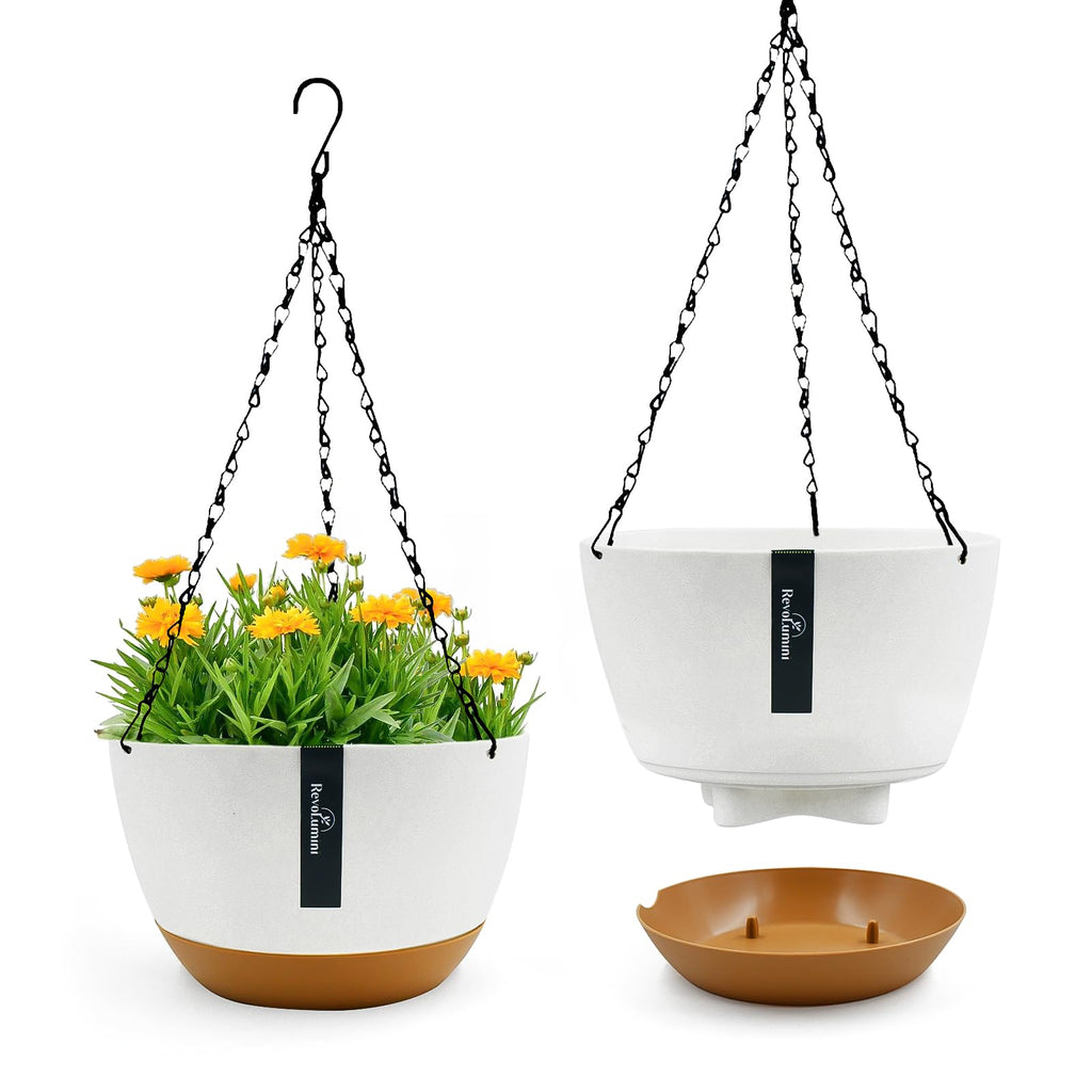 Hanging Baskets Coconut Palm Flower Basket Moss Hanging Basket Round Plant Holder Porch Decor Hanging Flower Pots Home Garden Decoration Watering Hanging Baskets (2pcs, 12inch/30cm)