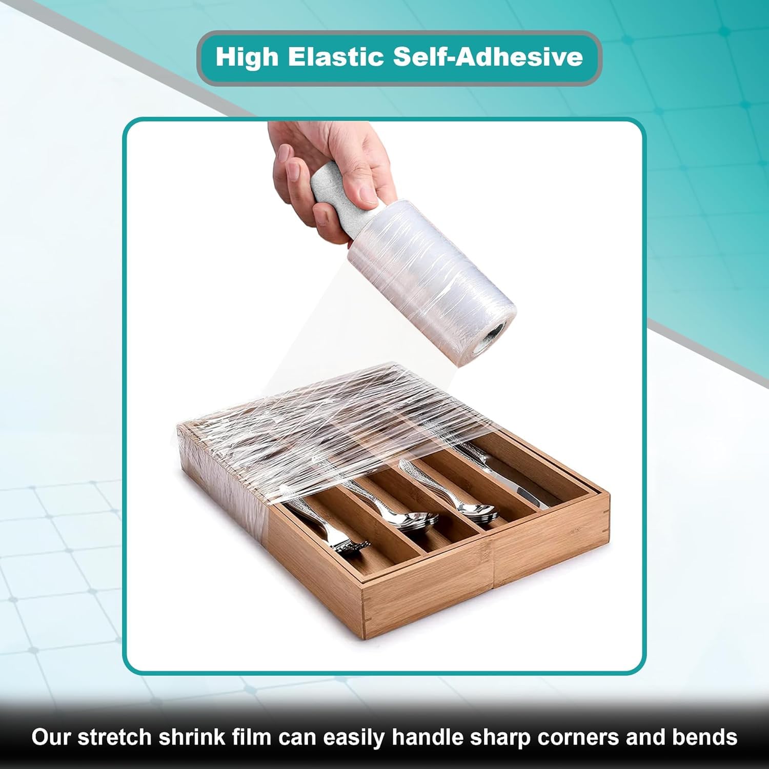 JeeJaan® 6 Rolls Clear Mini Handy Shrink Wrap 100mm x 150m 17mu - Extended Core Self-Adhering Pallet Stretch Wrapper - Heavy Duty Plastic Wrap for Moving House Furniture Wrapping Film