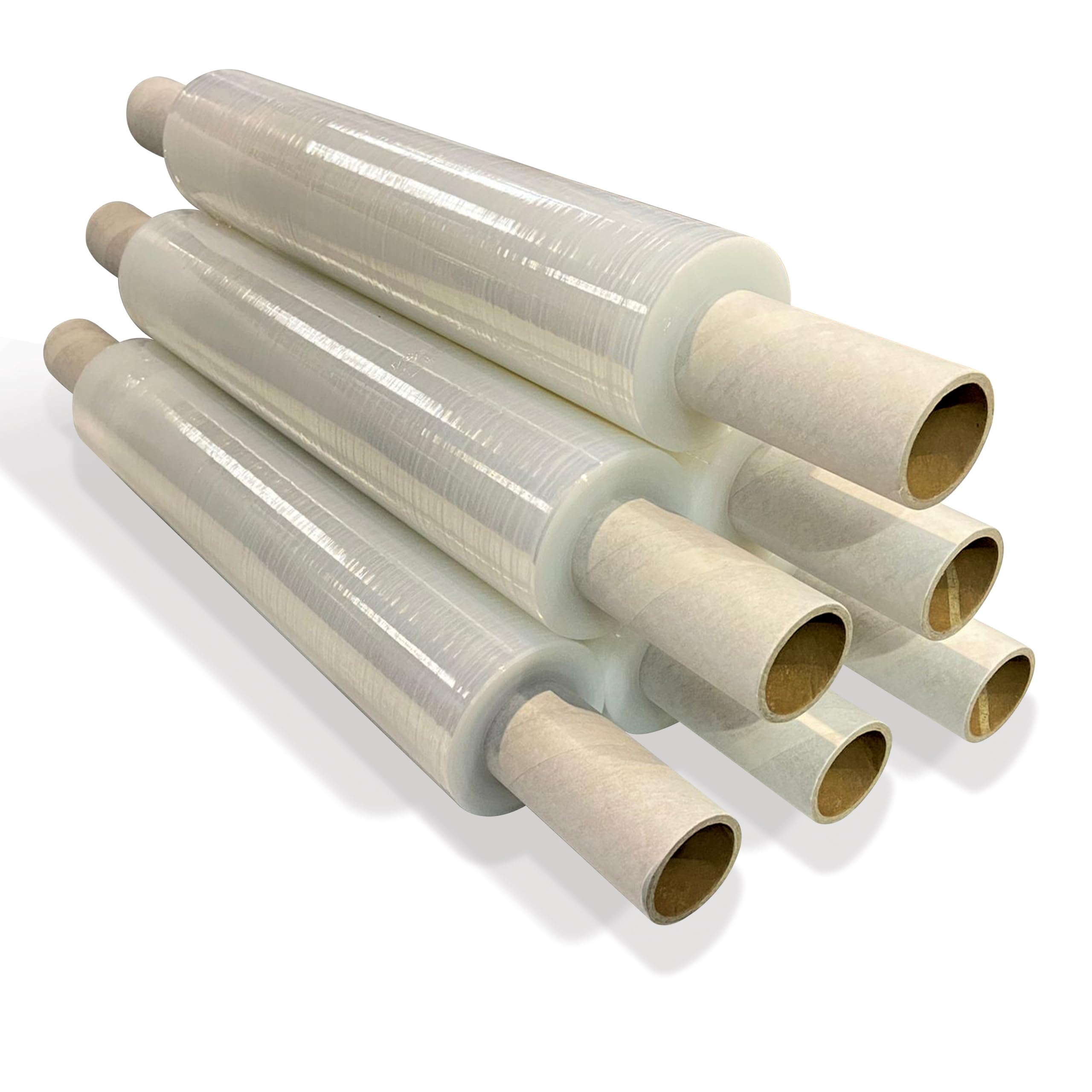 JeeJaan® 6 Rolls Clear Mini Handy Shrink Wrap 100mm x 150m 17mu - Extended Core Self-Adhering Pallet Stretch Wrapper - Heavy Duty Plastic Wrap for Moving House Furniture Wrapping Film