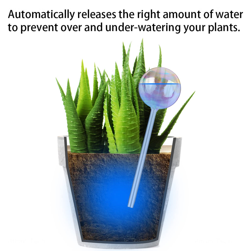 [2 PCS] Light Iridescent Rainbow Gradient Color Clear Glass Self-Watering System Spikes, Self Watering Globes, Self Watering Bulbs, Automatic Plant Waterer Bulbs