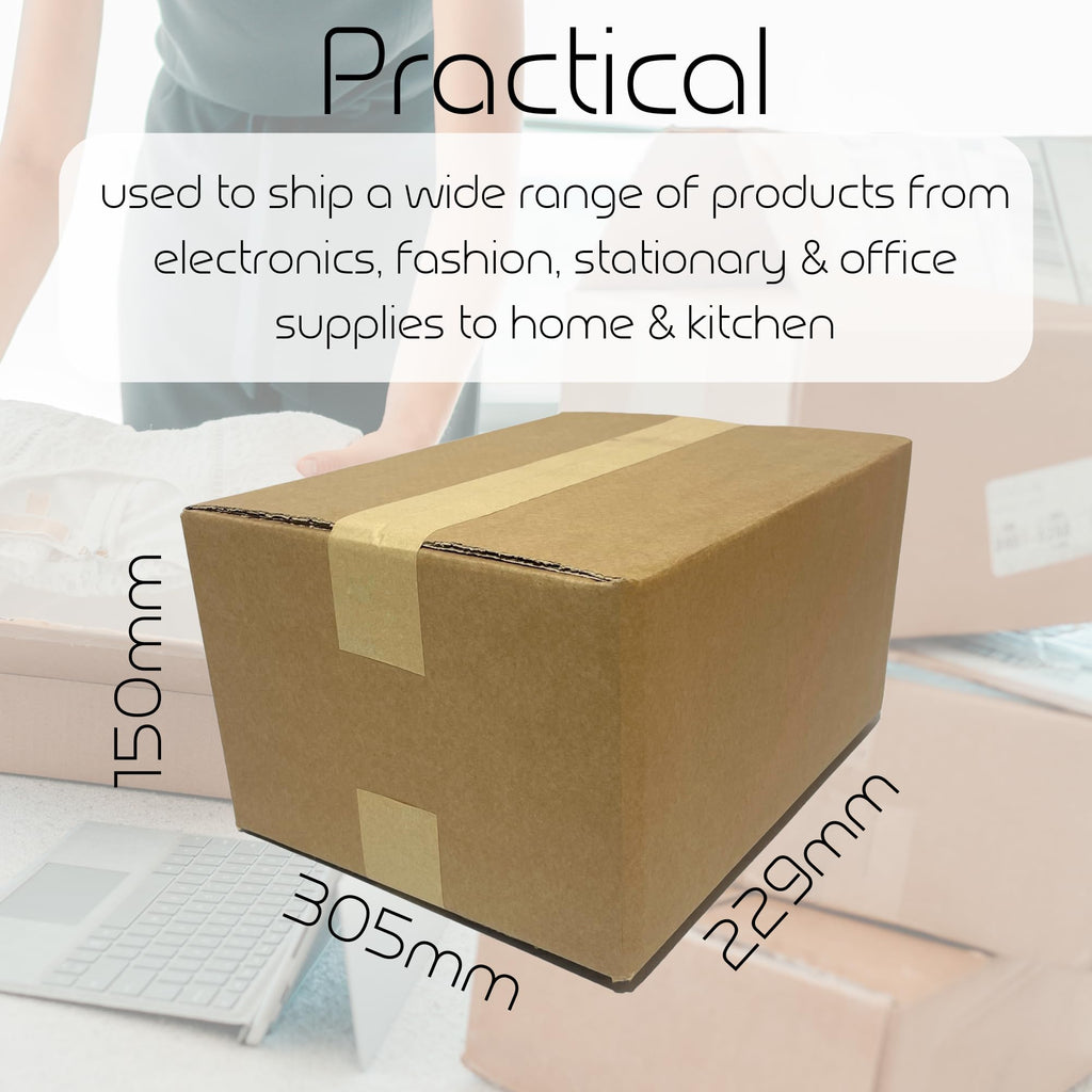 W.E. Roberts Strong Double Wall Cardboard Boxes (Pack of 15) - Boxes for posting, Boxes for moving house, Packing boxes, Postal Shipping Boxes (305mm x 229mm x 229mm (12 x 9 x 9"))