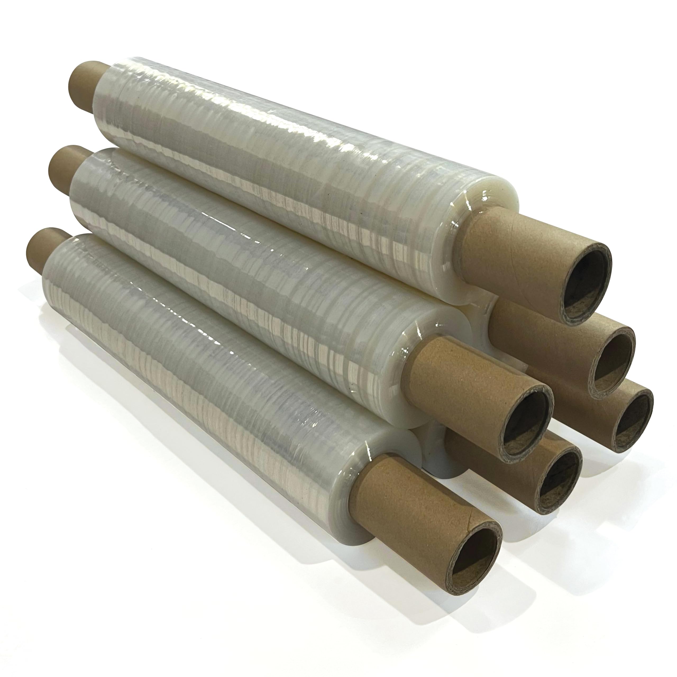 JeeJaan® 6 Rolls Clear Mini Handy Shrink Wrap 100mm x 150m 17mu - Extended Core Self-Adhering Pallet Stretch Wrapper - Heavy Duty Plastic Wrap for Moving House Furniture Wrapping Film