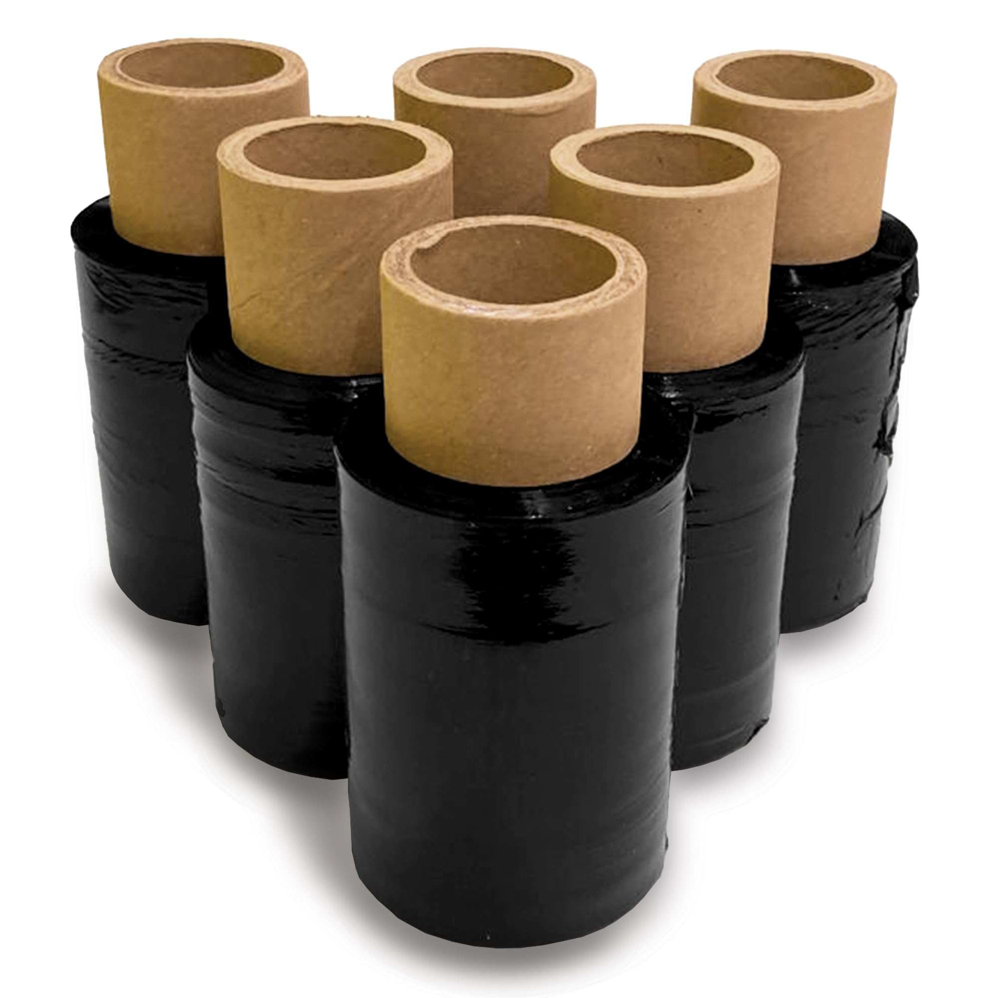 JeeJaan® 6 Rolls Clear Mini Handy Shrink Wrap 100mm x 150m 17mu - Extended Core Self-Adhering Pallet Stretch Wrapper - Heavy Duty Plastic Wrap for Moving House Furniture Wrapping Film