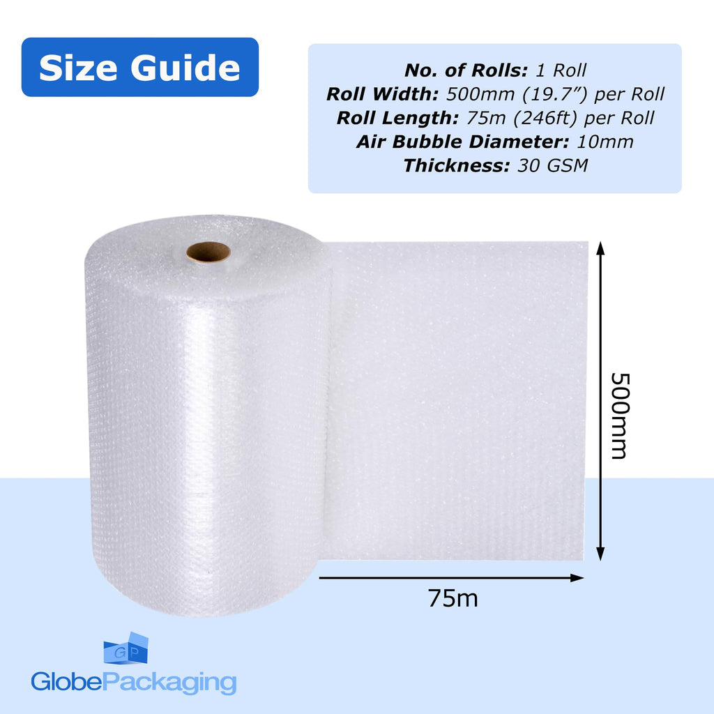 Globe Packaging 500mm x 50m Green Biodegradable Bubble Wrap Roll with Small Air Bubbles - Cushioning & Protection Packaging for Moving House, Ecommerce and Storage