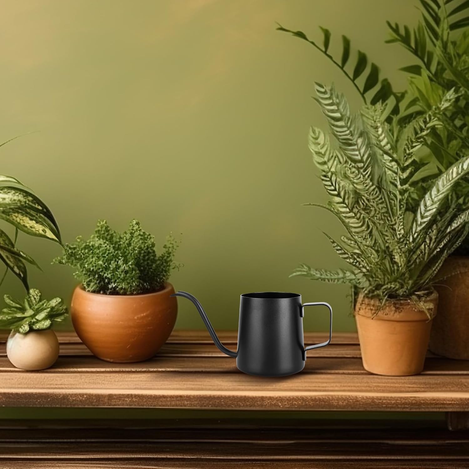 250 ml Black Watering Can, Small Indoor Plants, Mini Watering Can, Stainless Steel Long Spout Watering Can, Garden Watering Can for Indoor Plants, Succulents