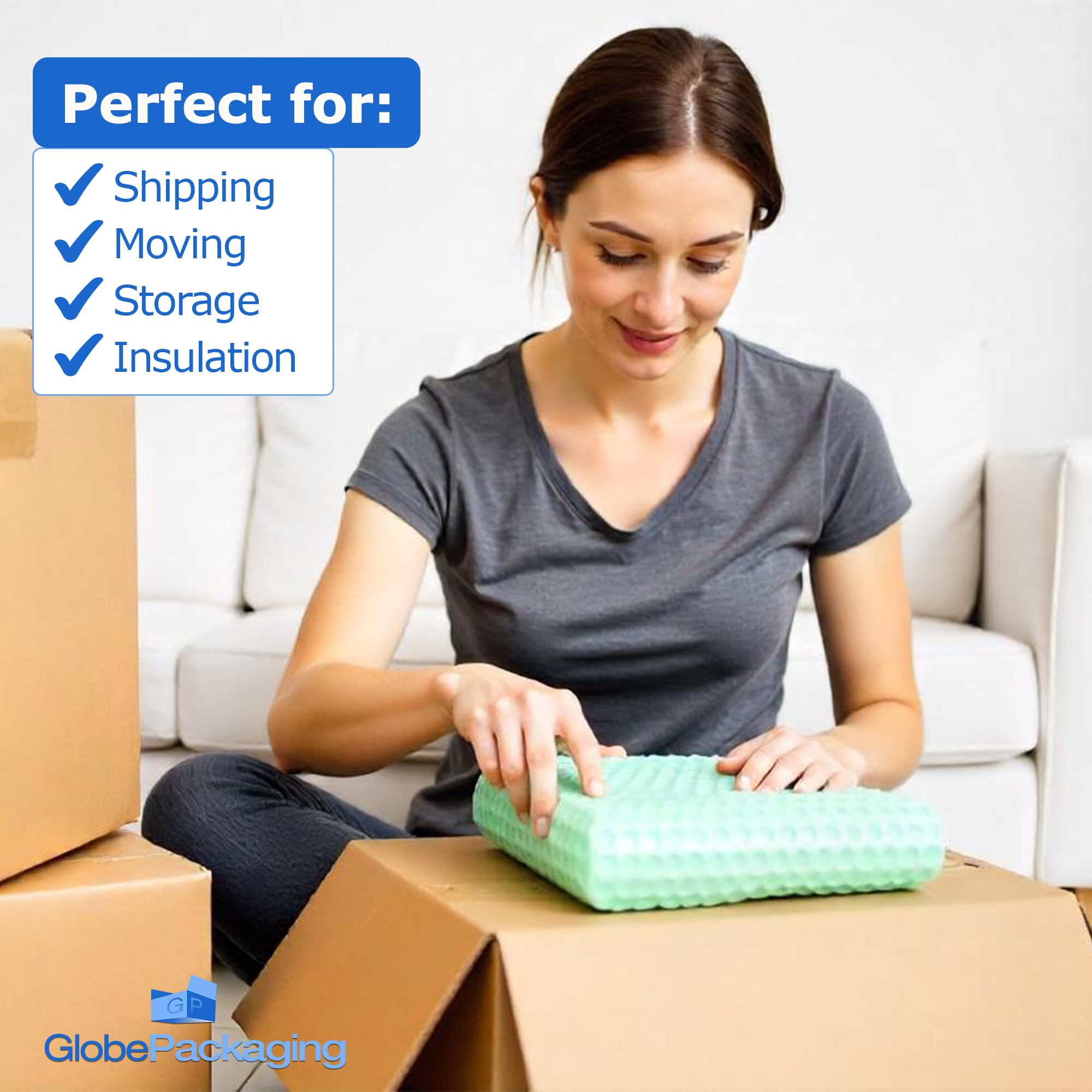 Globe Packaging 500mm x 50m Green Biodegradable Bubble Wrap Roll with Small Air Bubbles - Cushioning & Protection Packaging for Moving House, Ecommerce and Storage