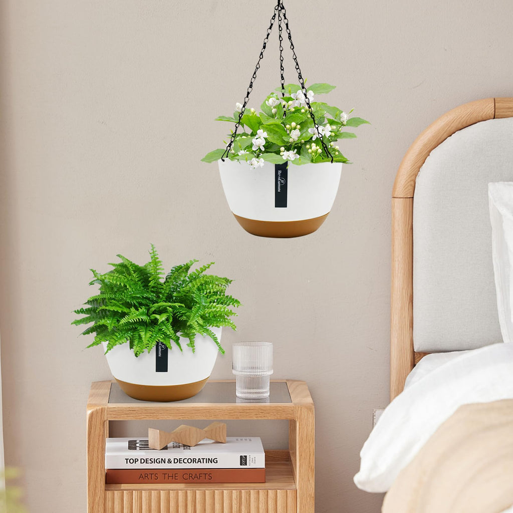 Hanging Baskets Coconut Palm Flower Basket Moss Hanging Basket Round Plant Holder Porch Decor Hanging Flower Pots Home Garden Decoration Watering Hanging Baskets (2pcs, 12inch/30cm)