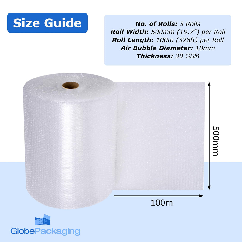 Globe Packaging 500mm x 50m Green Biodegradable Bubble Wrap Roll with Small Air Bubbles - Cushioning & Protection Packaging for Moving House, Ecommerce and Storage