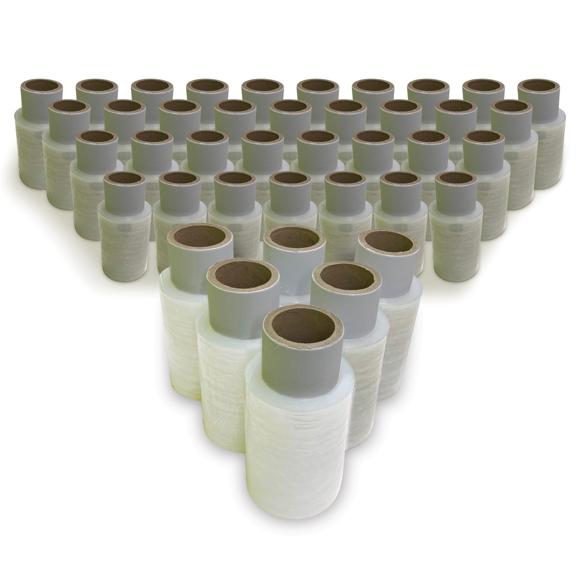 JeeJaan® 6 Rolls Clear Mini Handy Shrink Wrap 100mm x 150m 17mu - Extended Core Self-Adhering Pallet Stretch Wrapper - Heavy Duty Plastic Wrap for Moving House Furniture Wrapping Film