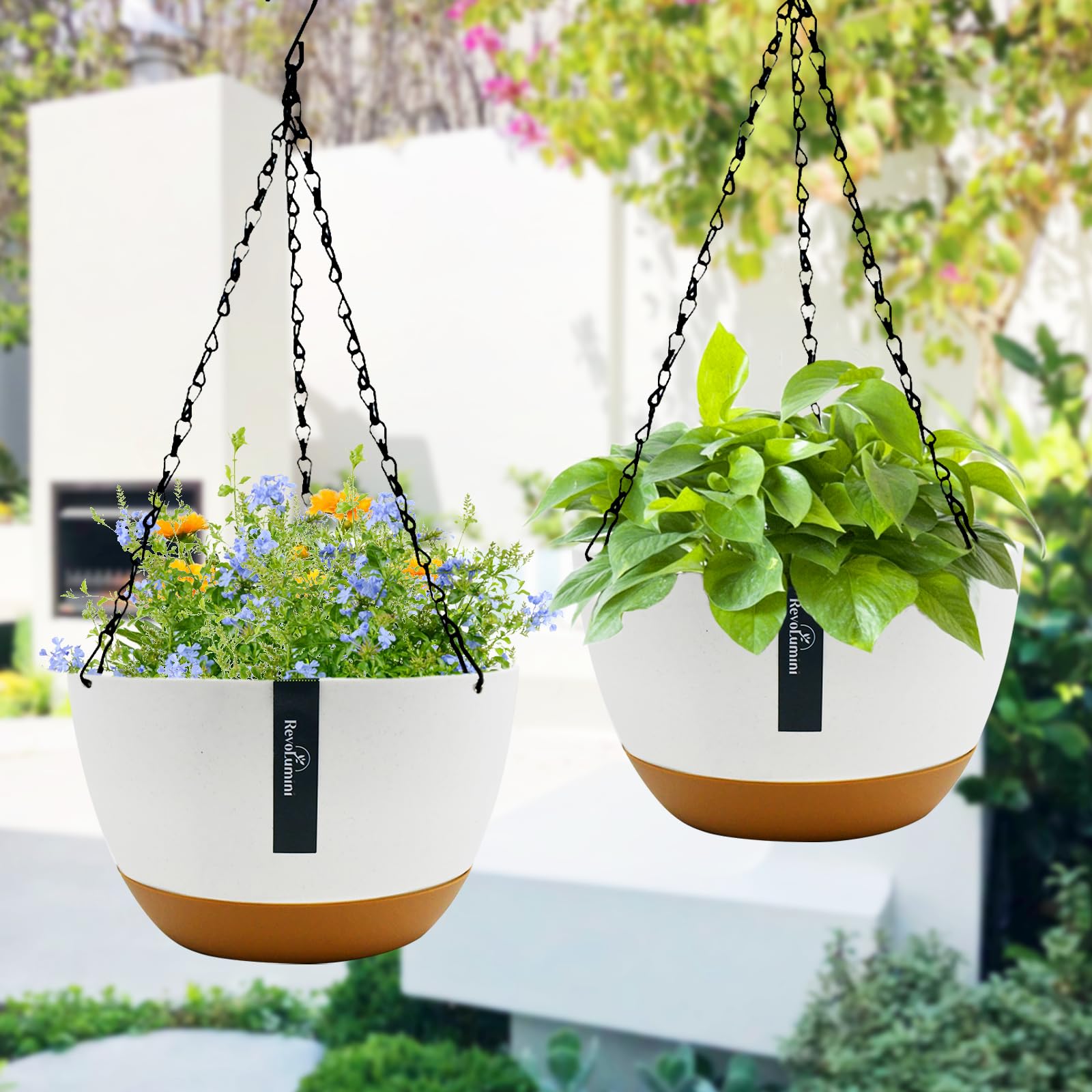 Hanging Baskets Coconut Palm Flower Basket Moss Hanging Basket Round Plant Holder Porch Decor Hanging Flower Pots Home Garden Decoration Watering Hanging Baskets (2pcs, 12inch/30cm)