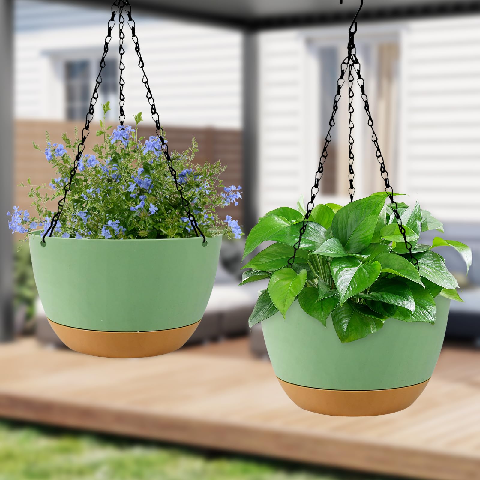 Hanging Baskets Coconut Palm Flower Basket Moss Hanging Basket Round Plant Holder Porch Decor Hanging Flower Pots Home Garden Decoration Watering Hanging Baskets (2pcs, 12inch/30cm)