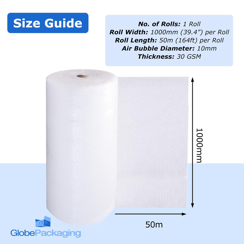 Globe Packaging 500mm x 50m Green Biodegradable Bubble Wrap Roll with Small Air Bubbles - Cushioning & Protection Packaging for Moving House, Ecommerce and Storage