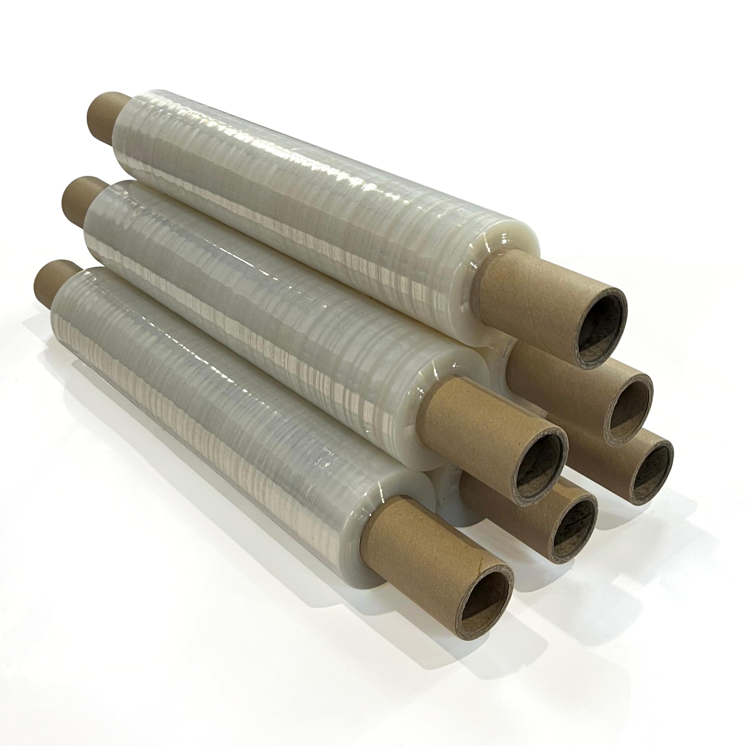 JeeJaan® 6 Rolls Clear Mini Handy Shrink Wrap 100mm x 150m 17mu - Extended Core Self-Adhering Pallet Stretch Wrapper - Heavy Duty Plastic Wrap for Moving House Furniture Wrapping Film